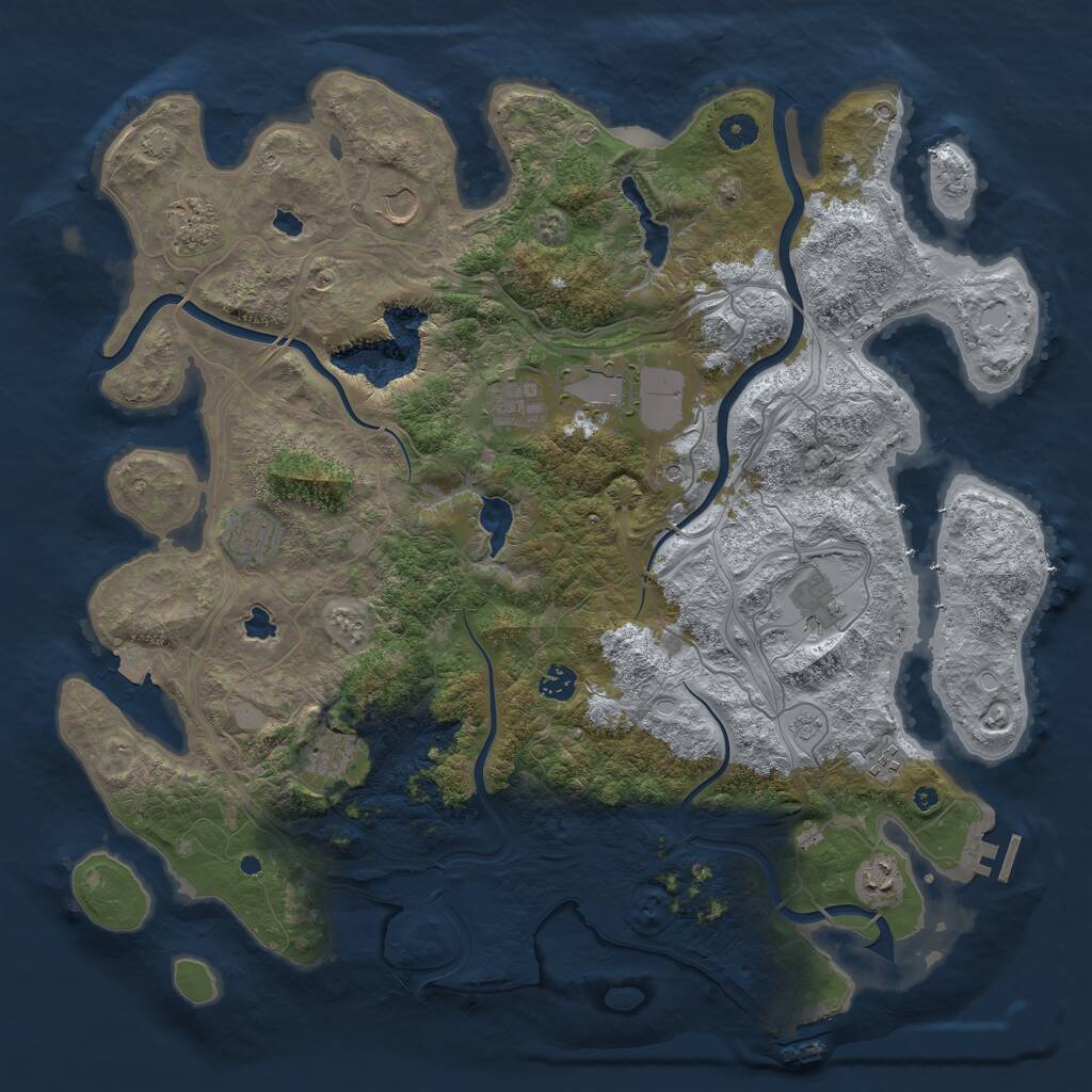 Rust Map: Procedural Map, Size: 4500, Seed: 982112345, 16 Monuments