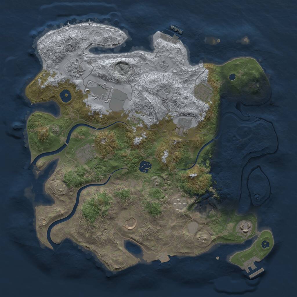 Rust Map: Procedural Map, Size: 3700, Seed: 1462744639, 16 Monuments