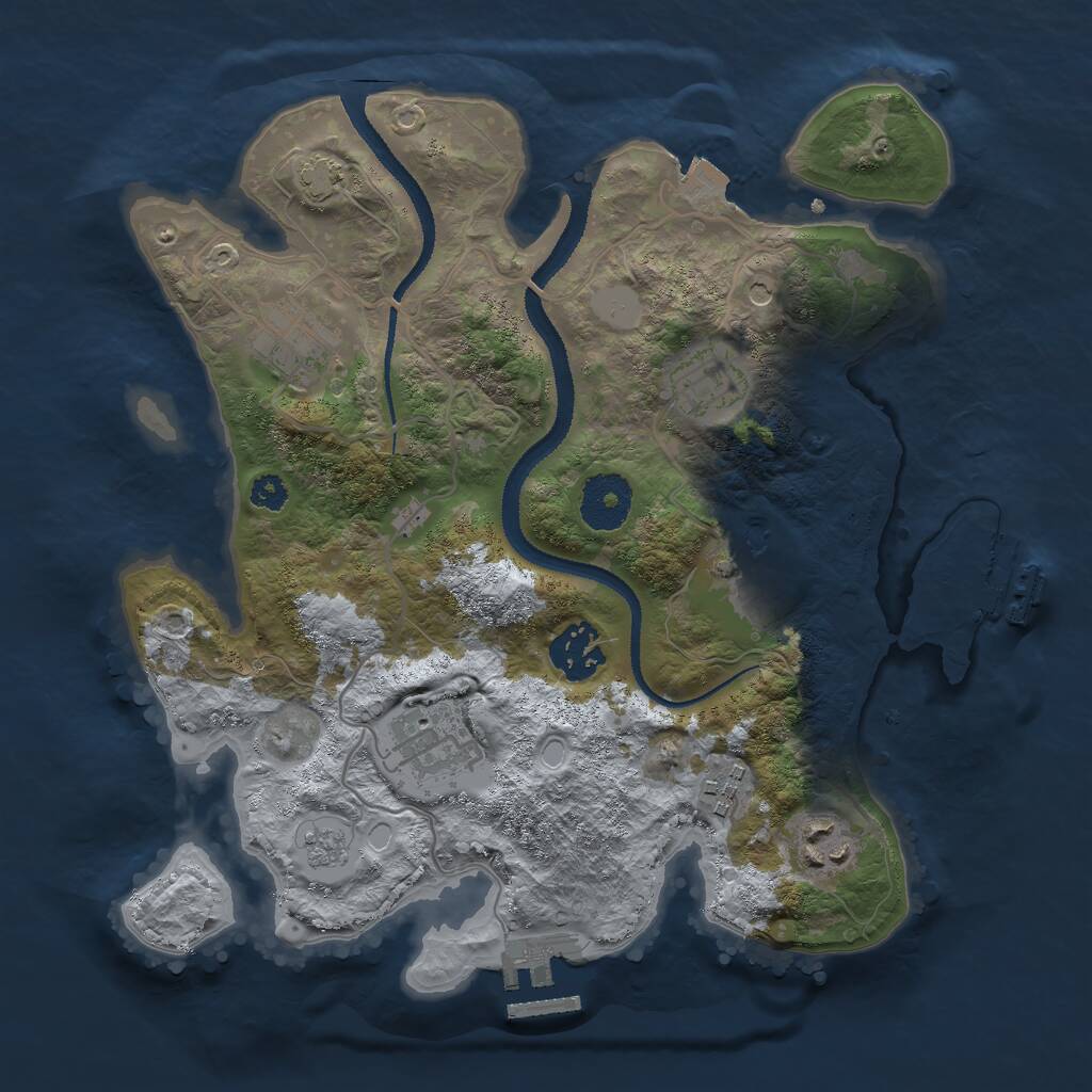Rust Map: Procedural Map, Size: 3000, Seed: 6893, 13 Monuments