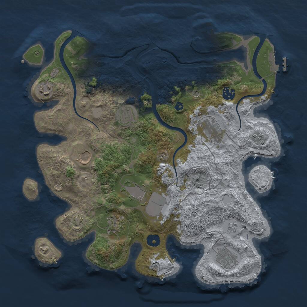 Rust Map: Procedural Map, Size: 3500, Seed: 2103847561, 15 Monuments