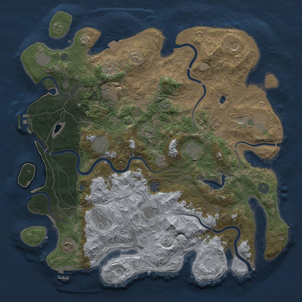 Rust Map: Procedural Map, Size: 4300, Seed: 1198704017, 19 Monuments