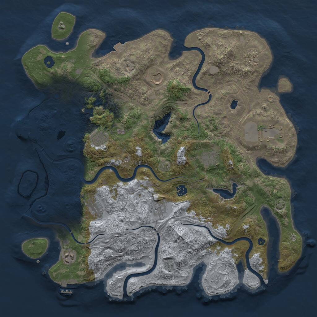 Rust Map: Procedural Map, Size: 4300, Seed: 1198704017, 16 Monuments