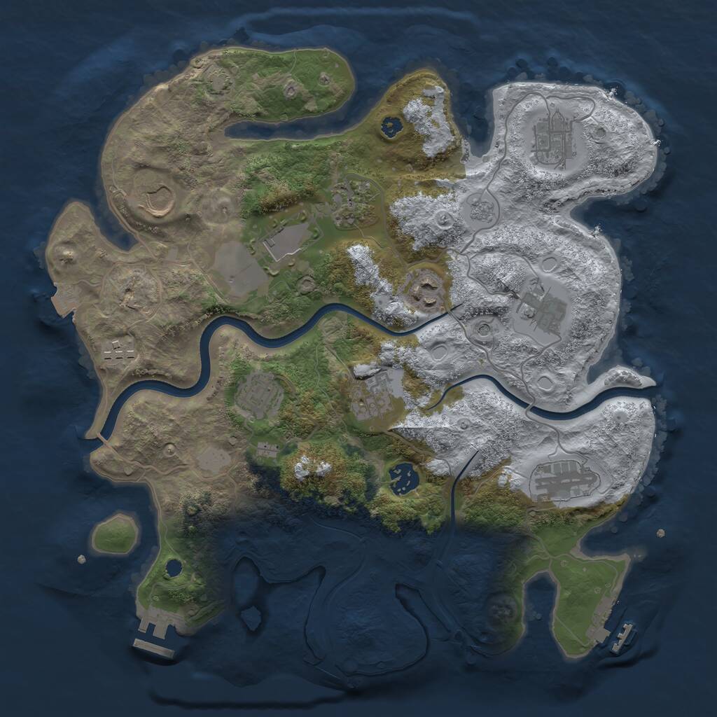 Rust Map: Procedural Map, Size: 3500, Seed: 459185901, 17 Monuments