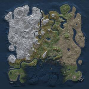 Thumbnail Rust Map: Procedural Map, Size: 4500, Seed: 54303712, 16 Monuments