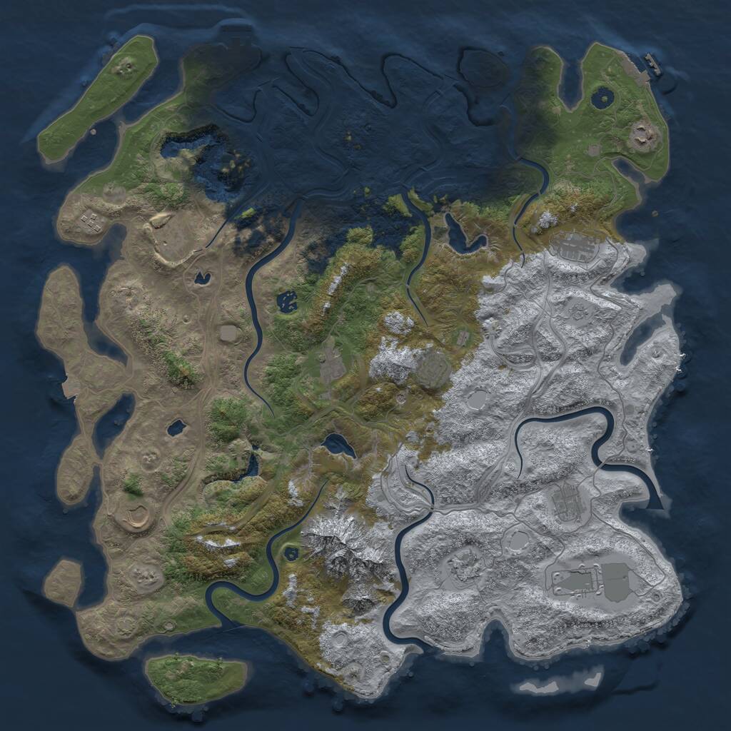 Rust Map: Procedural Map, Size: 5000, Seed: 1912991709, 17 Monuments