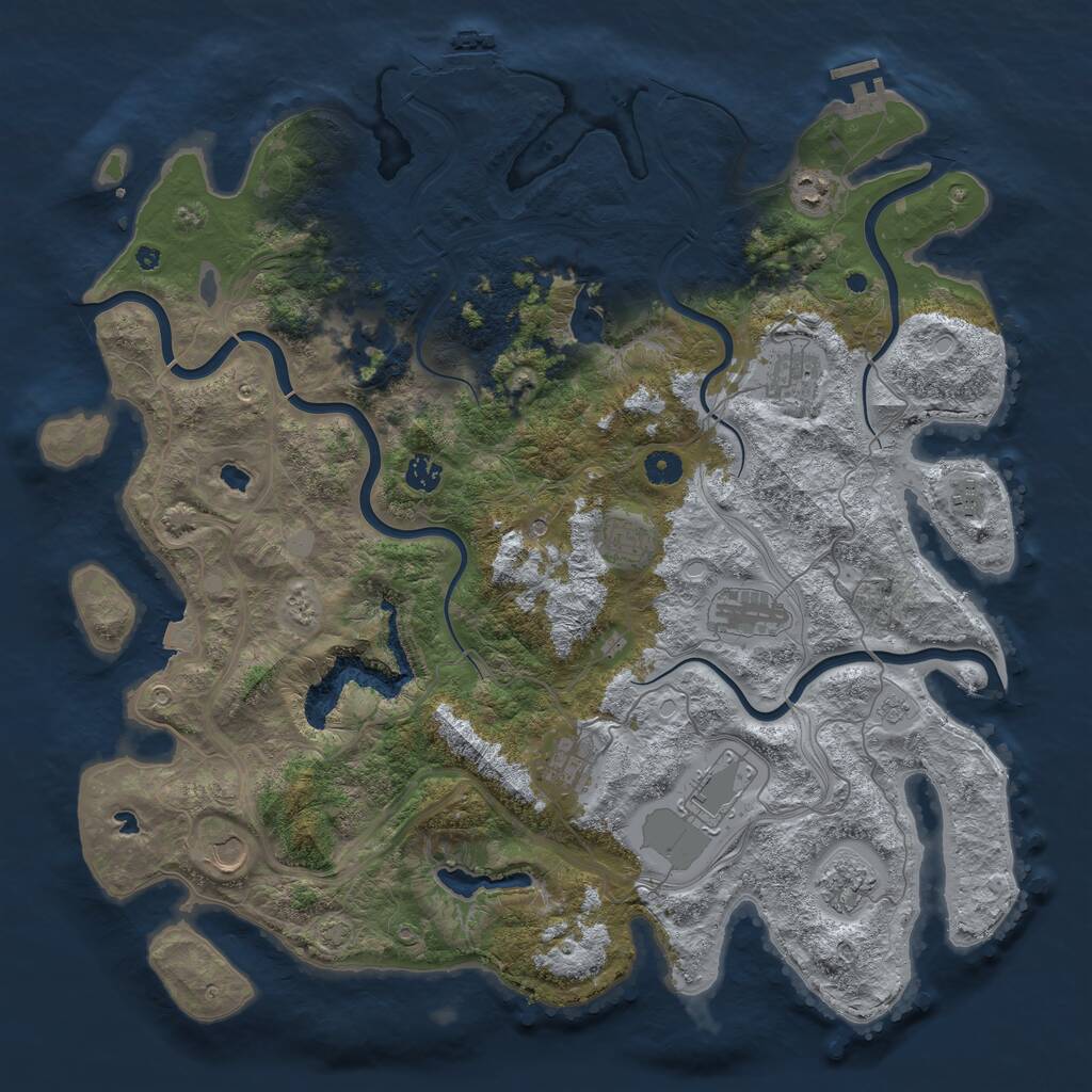 Rust Map: Procedural Map, Size: 4500, Seed: 45873, 17 Monuments