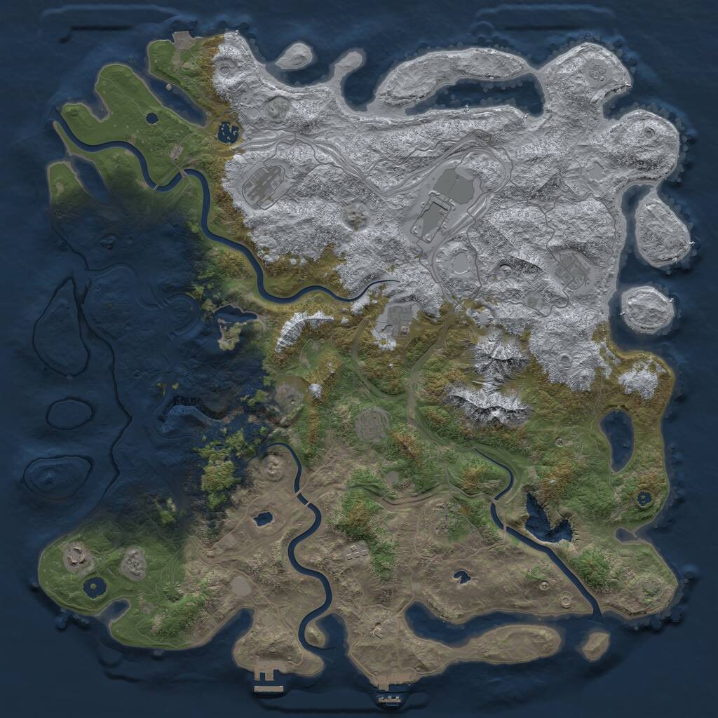 Rust Map: Procedural Map, Size: 5000, Seed: 2069747181, 16 Monuments