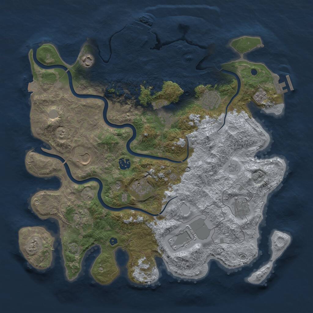 Rust Map: Procedural Map, Size: 3980, Seed: 87878, 16 Monuments