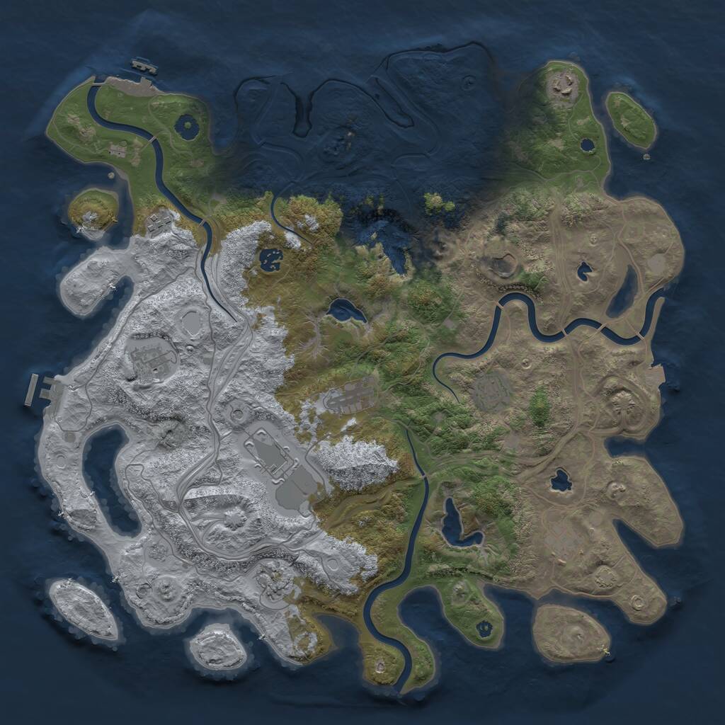 Rust Map: Procedural Map, Size: 4500, Seed: 1870479850, 16 Monuments