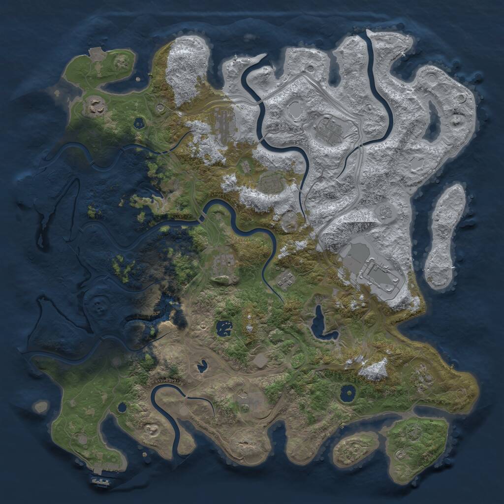 Rust Map: Procedural Map, Size: 4500, Seed: 362451063, 16 Monuments