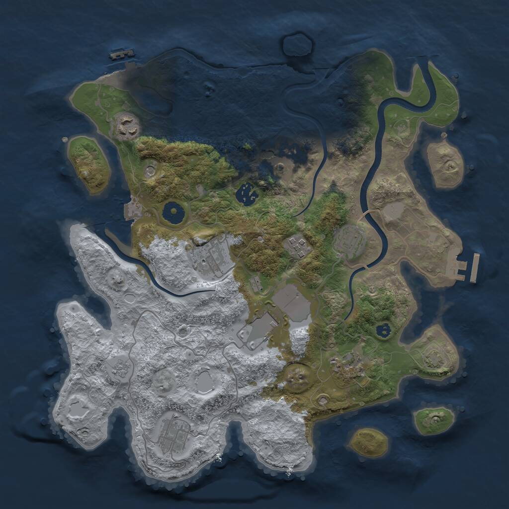 Rust Map: Procedural Map, Size: 3500, Seed: 183498027, 15 Monuments