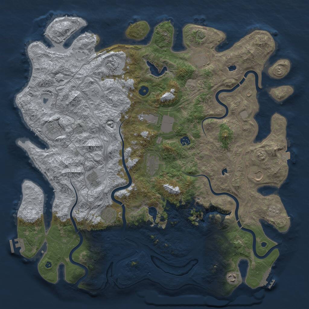 Rust Map: Procedural Map, Size: 4800, Seed: 1929800139, 17 Monuments