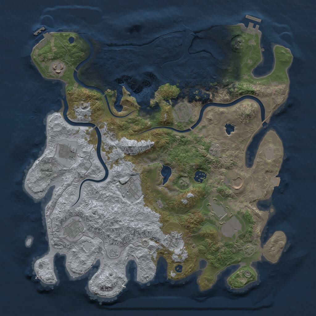 Rust Map: Procedural Map, Size: 4000, Seed: 75854, 16 Monuments
