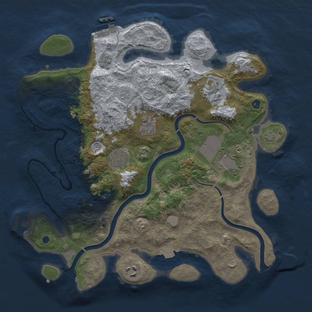 Rust Map: Procedural Map, Size: 3500, Seed: 1789944536, 12 Monuments