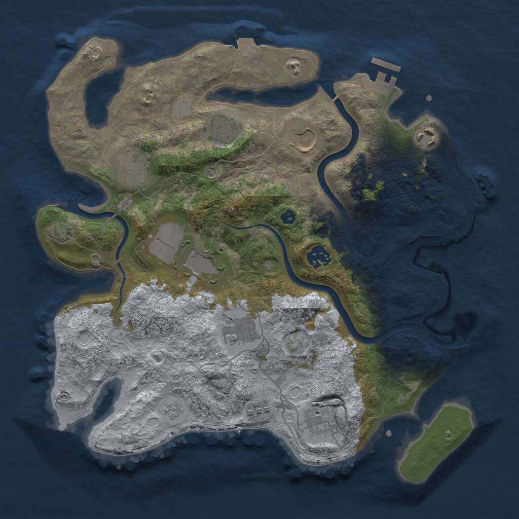 Rust Map: Procedural Map, Size: 3500, Seed: 525495835, 15 Monuments
