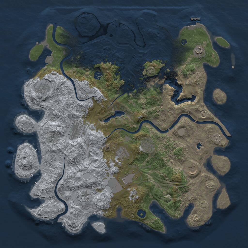 Rust Map: Procedural Map, Size: 4300, Seed: 60900469, 16 Monuments