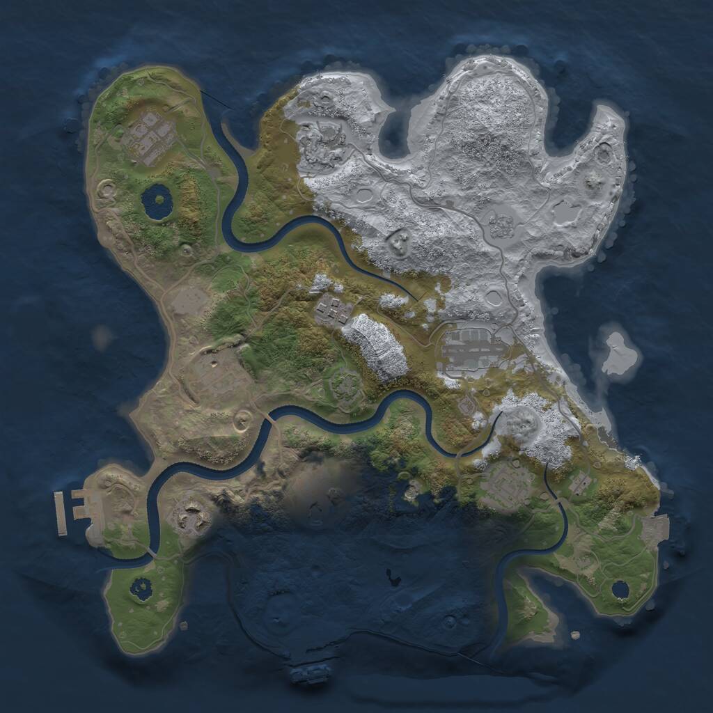 Rust Map: Procedural Map, Size: 3250, Seed: 23662, 14 Monuments