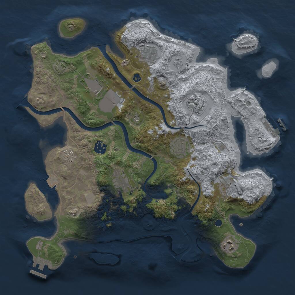 Rust Map: Procedural Map, Size: 3500, Seed: 15143160, 15 Monuments