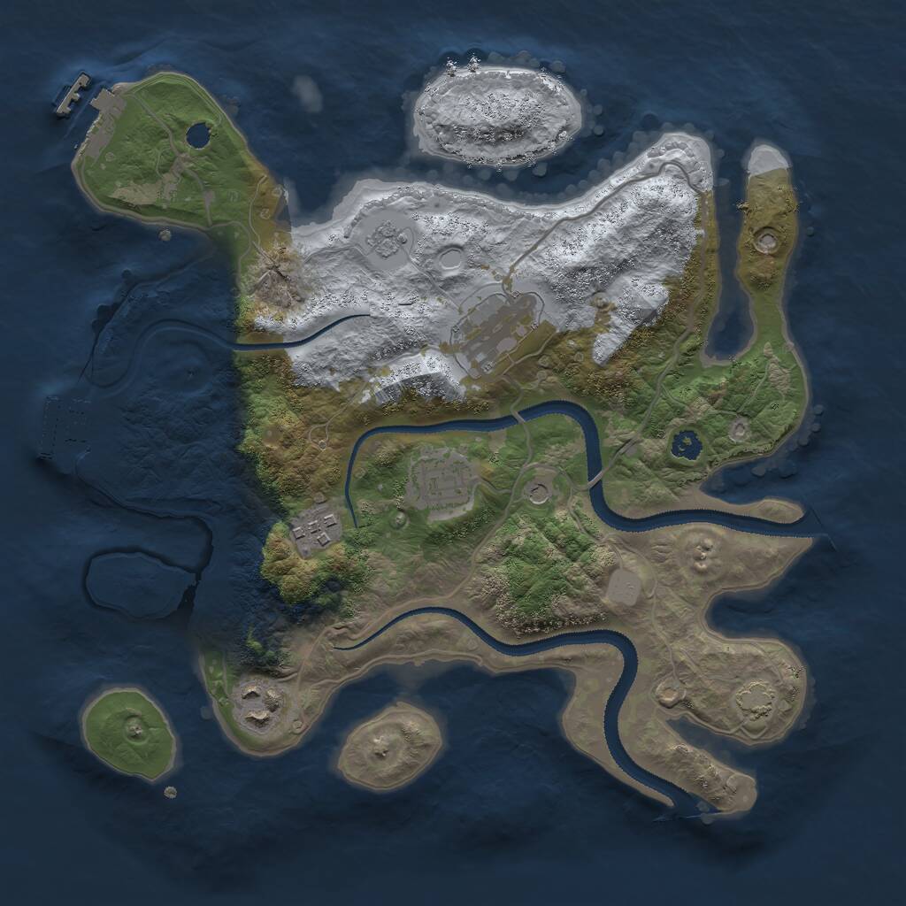 Rust Map: Procedural Map, Size: 3000, Seed: 80176160, 10 Monuments