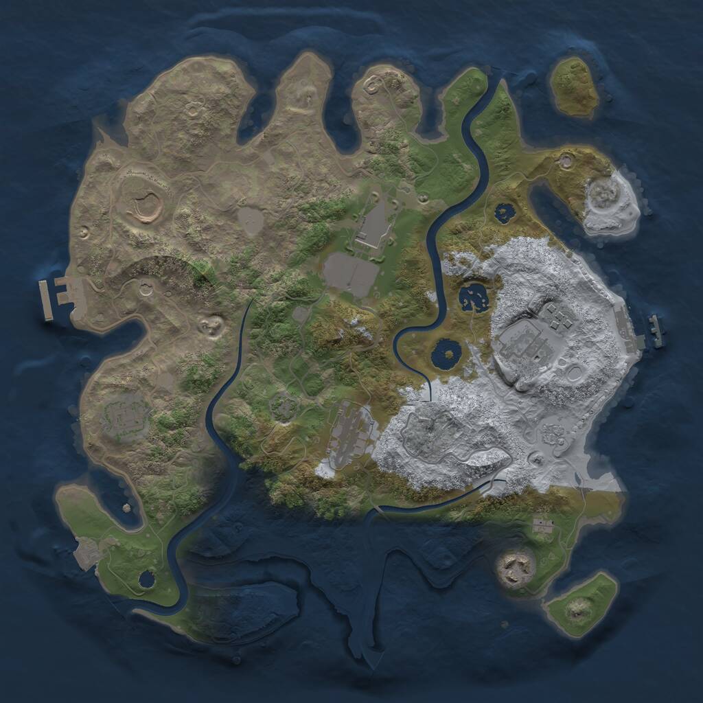 Rust Map: Procedural Map, Size: 3500, Seed: 305911049, 14 Monuments