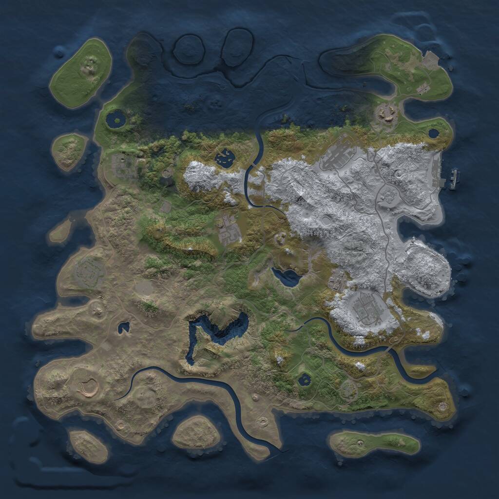 Rust Map: Procedural Map, Size: 4000, Seed: 1461869839, 14 Monuments