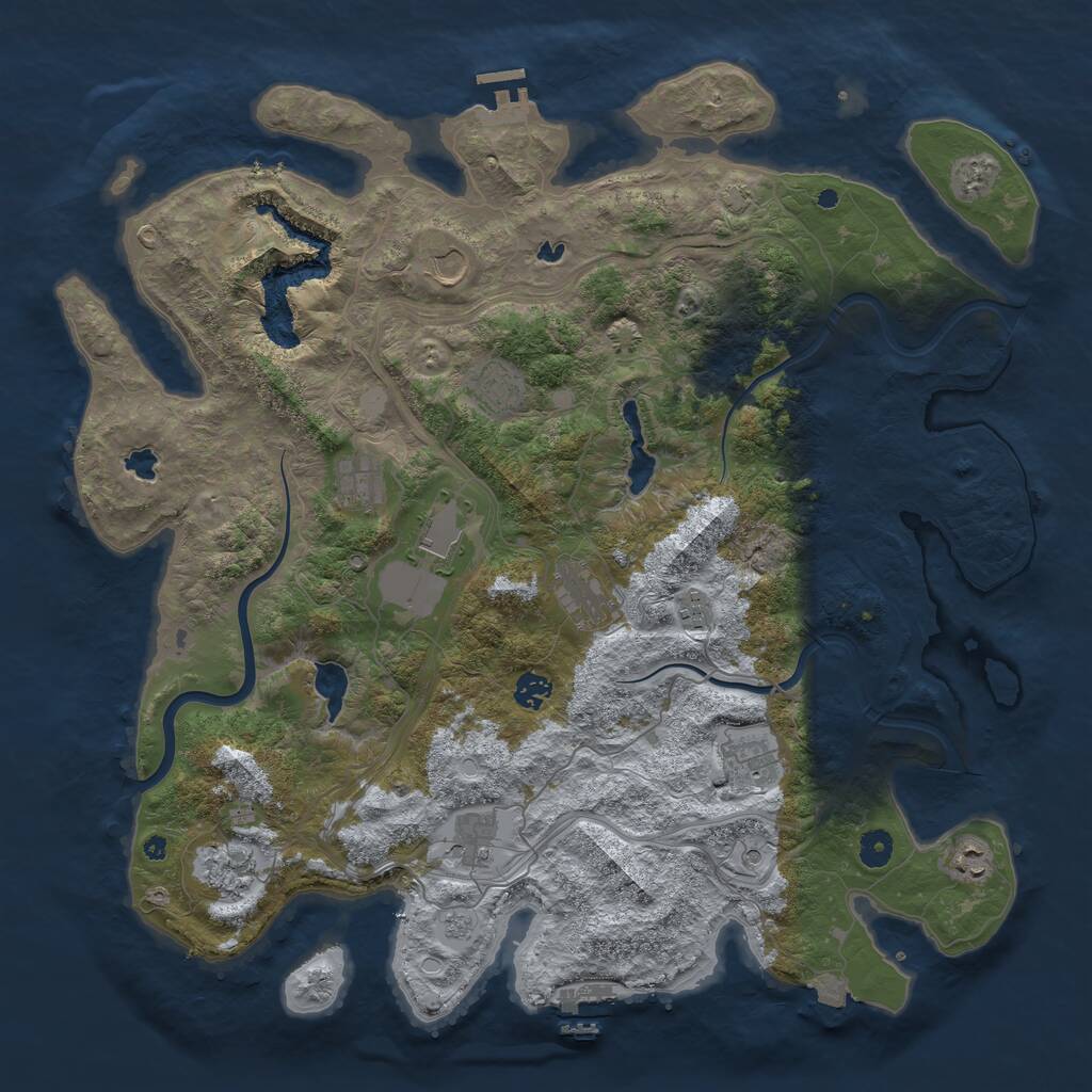 Rust Map: Procedural Map, Size: 4500, Seed: 738012399, 17 Monuments