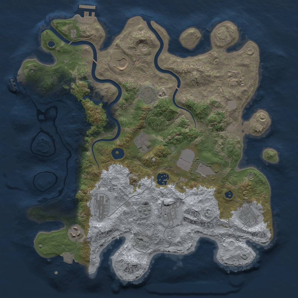 Rust Map: Procedural Map, Size: 3700, Seed: 2118936485, 17 Monuments