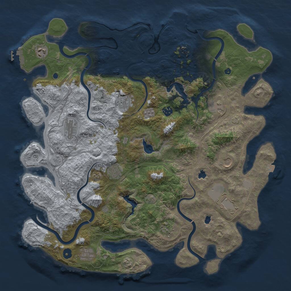 Rust Map: Procedural Map, Size: 4500, Seed: 1193523124, 17 Monuments