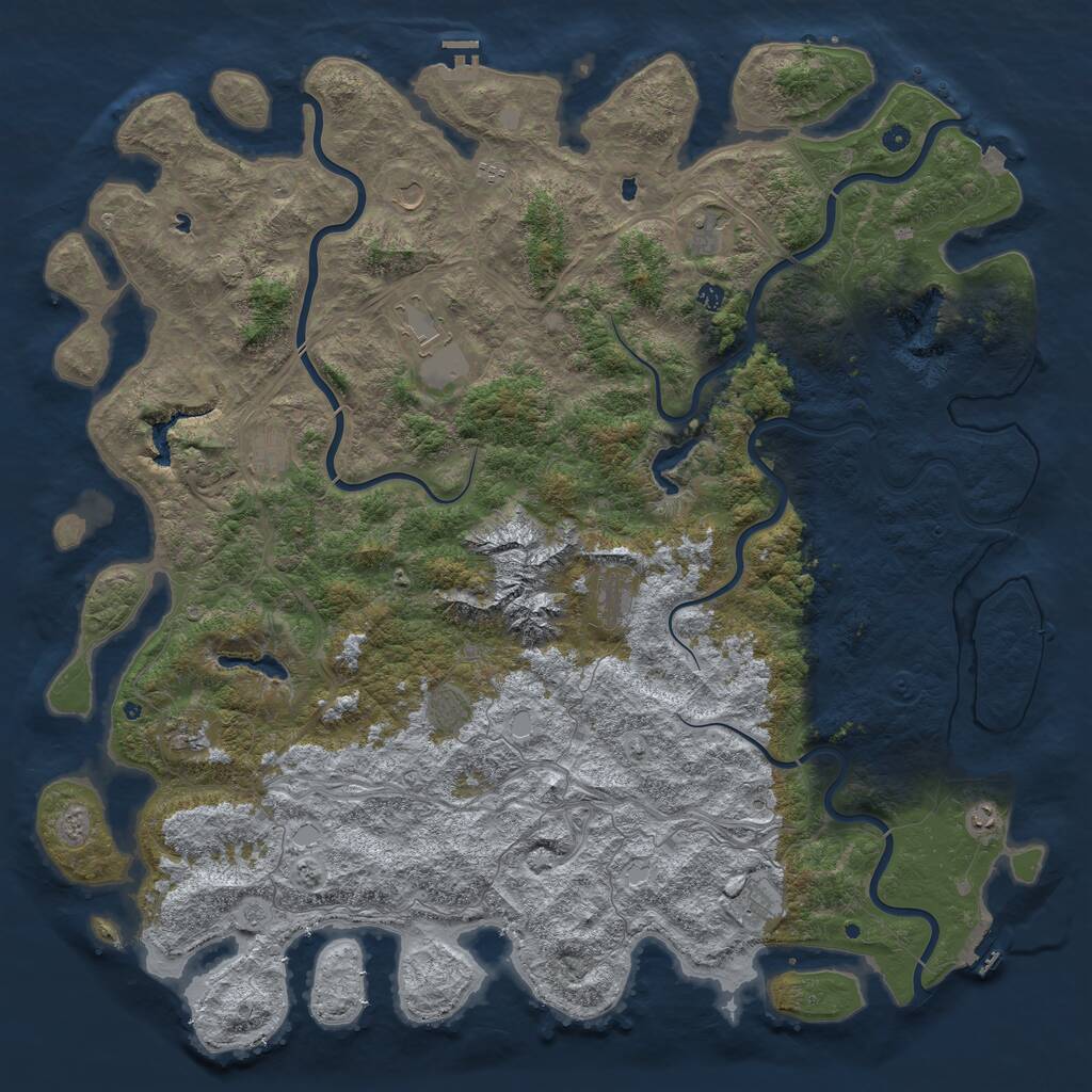 Rust Map: Procedural Map, Size: 6000, Seed: 774762328, 17 Monuments