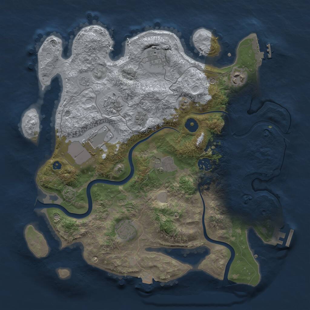 Rust Map: Procedural Map, Size: 3500, Seed: 791382564, 14 Monuments