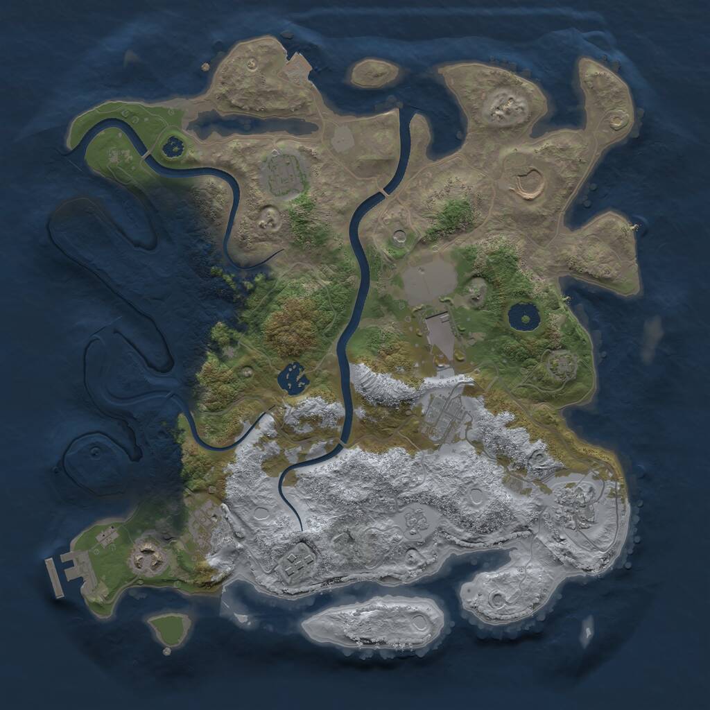 Rust Map: Procedural Map, Size: 3500, Seed: 8921323, 14 Monuments