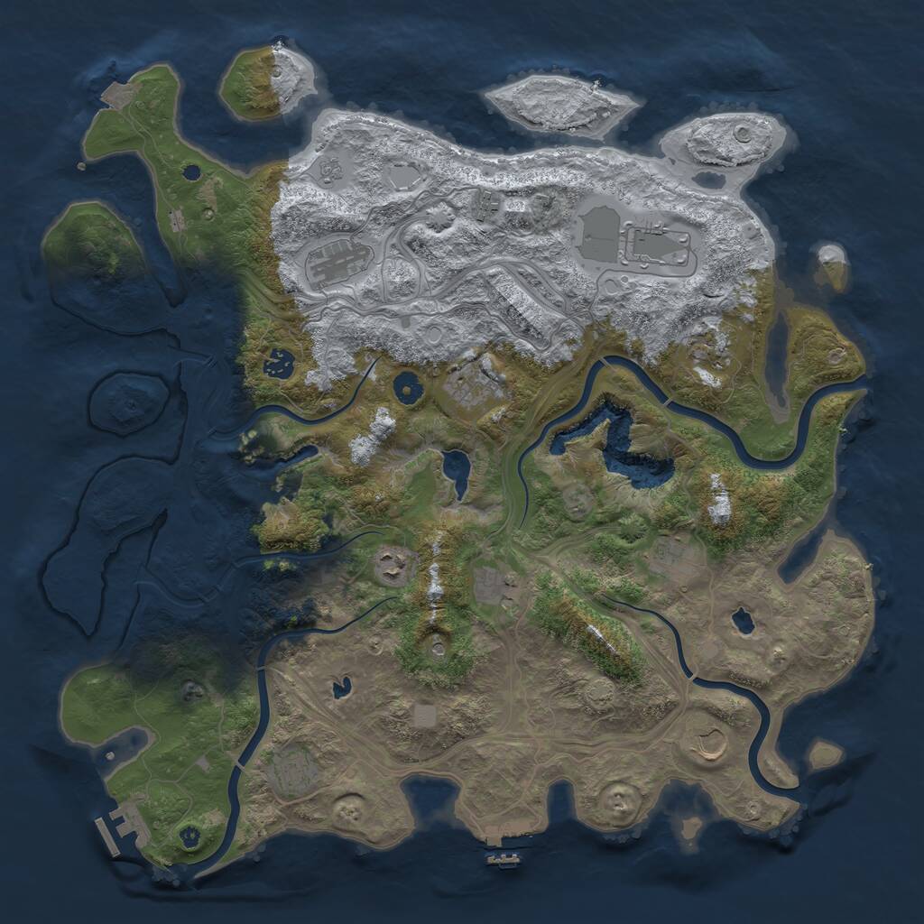 Rust Map: Procedural Map, Size: 4500, Seed: 395663258, 17 Monuments
