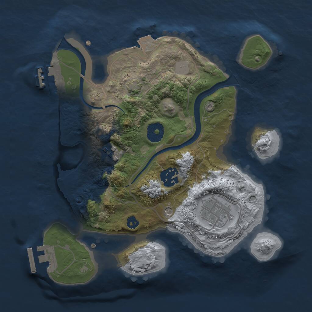 Rust Map: Procedural Map, Size: 2500, Seed: 541346823, 8 Monuments