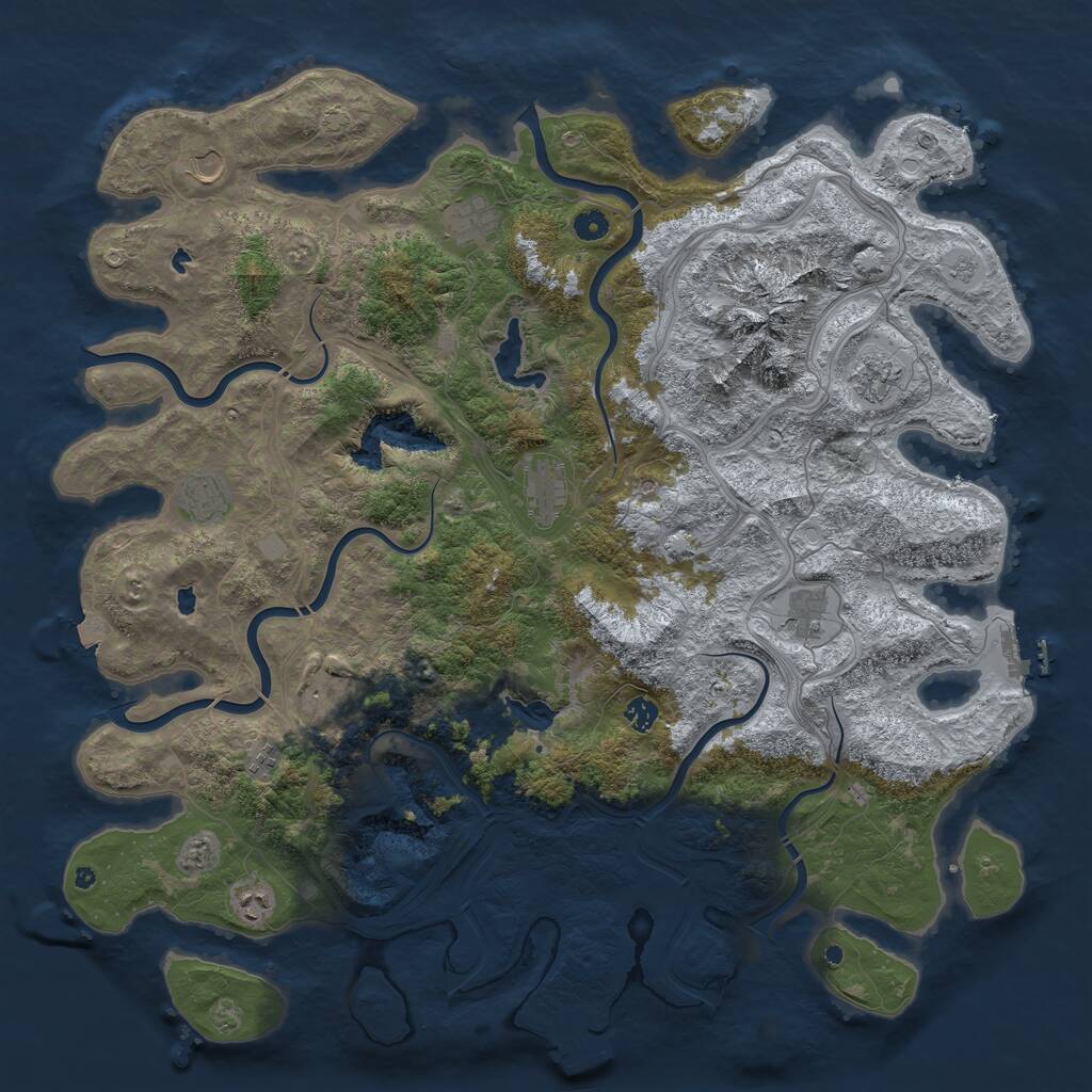 Rust Map: Procedural Map, Size: 5000, Seed: 1876457685, 16 Monuments