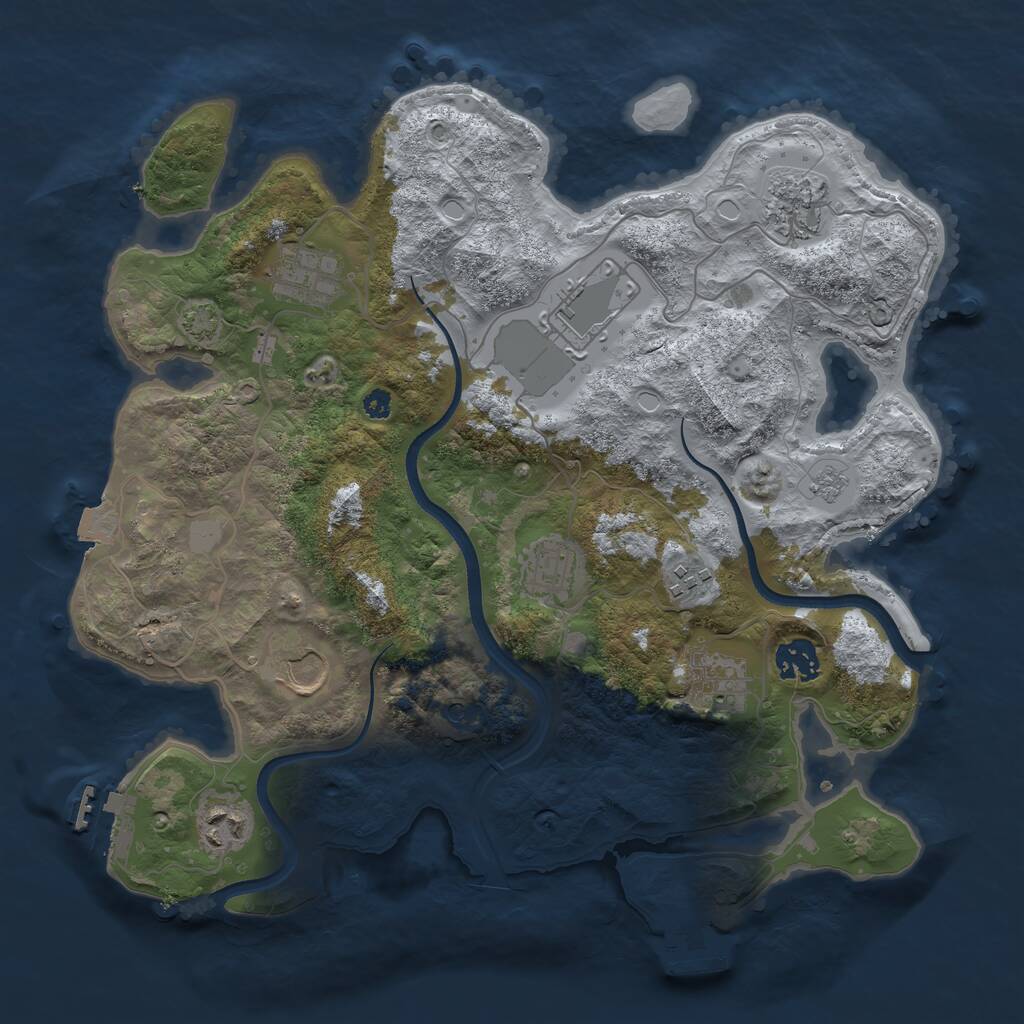 Rust Map: Procedural Map, Size: 3500, Seed: 1514302100, 15 Monuments