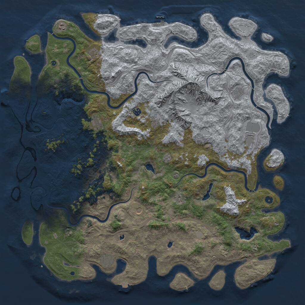 Rust Map: Procedural Map, Size: 6000, Seed: 562113989, 17 Monuments