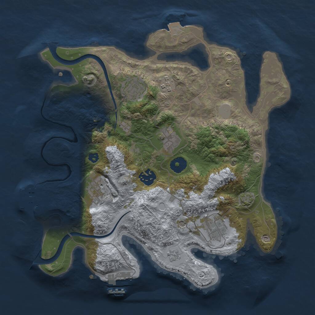 Rust Map: Procedural Map, Size: 3000, Seed: 1203128014, 12 Monuments