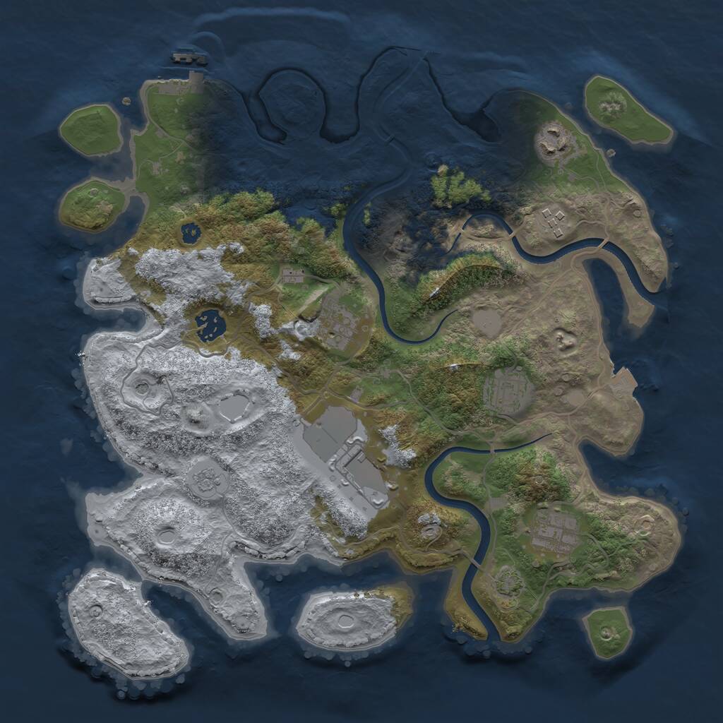 Rust Map: Procedural Map, Size: 3500, Seed: 1064720754, 12 Monuments