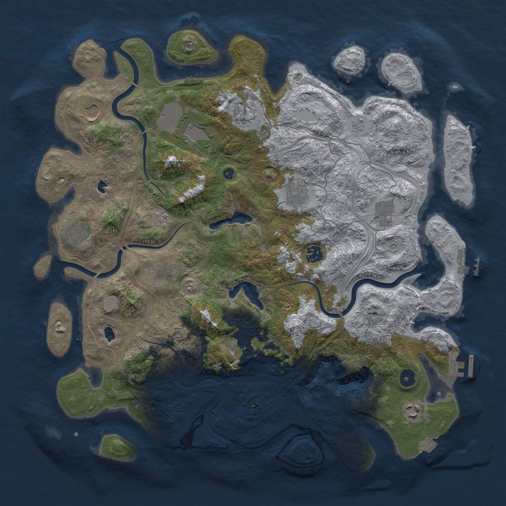 Rust Map: Procedural Map, Size: 4500, Seed: 1704496550, 17 Monuments