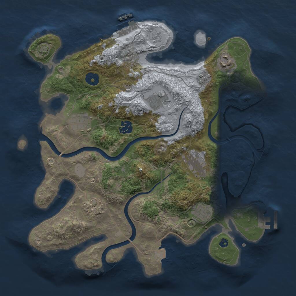 Rust Map: Procedural Map, Size: 3300, Seed: 1039957268, 14 Monuments