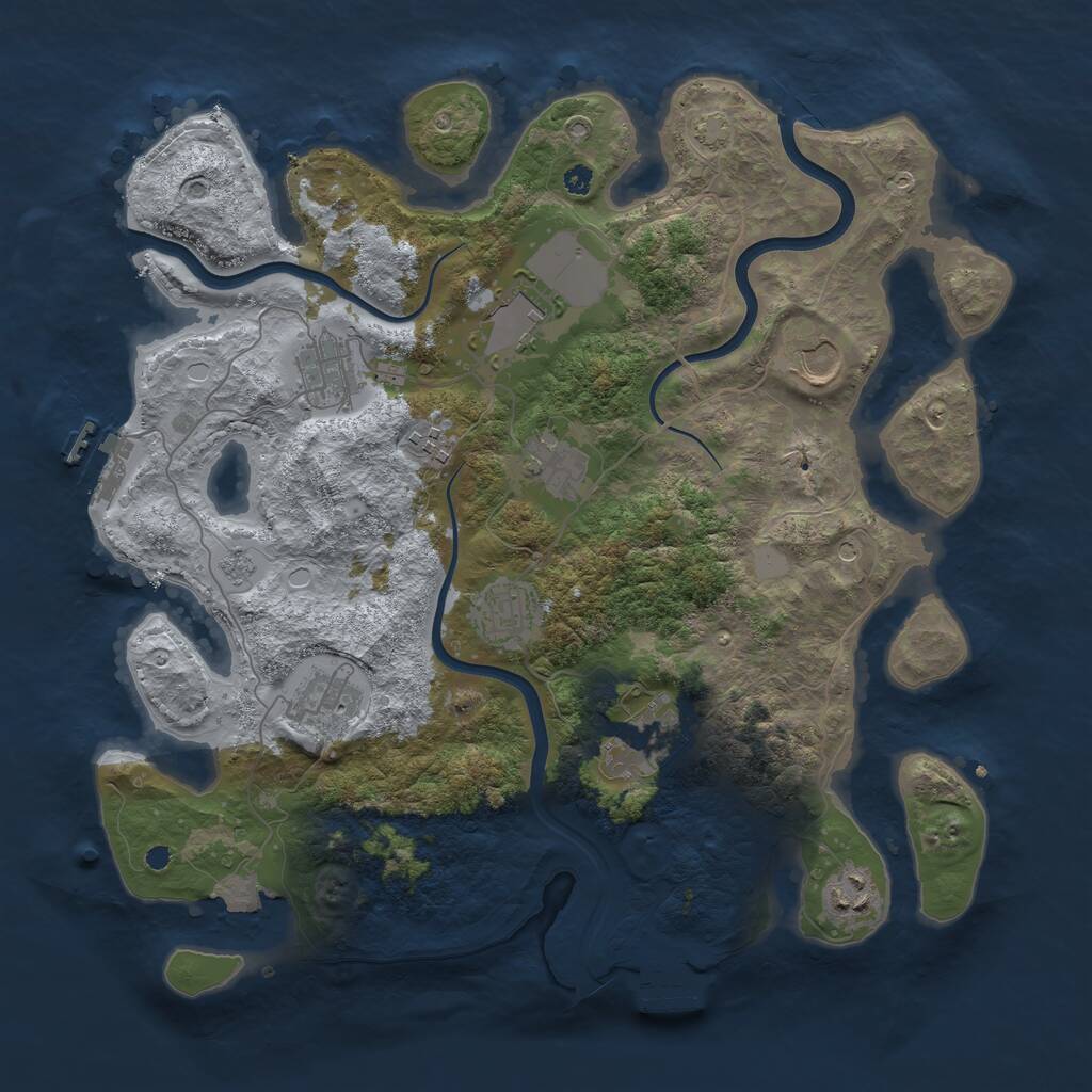 Rust Map: Procedural Map, Size: 3700, Seed: 1366697223, 15 Monuments