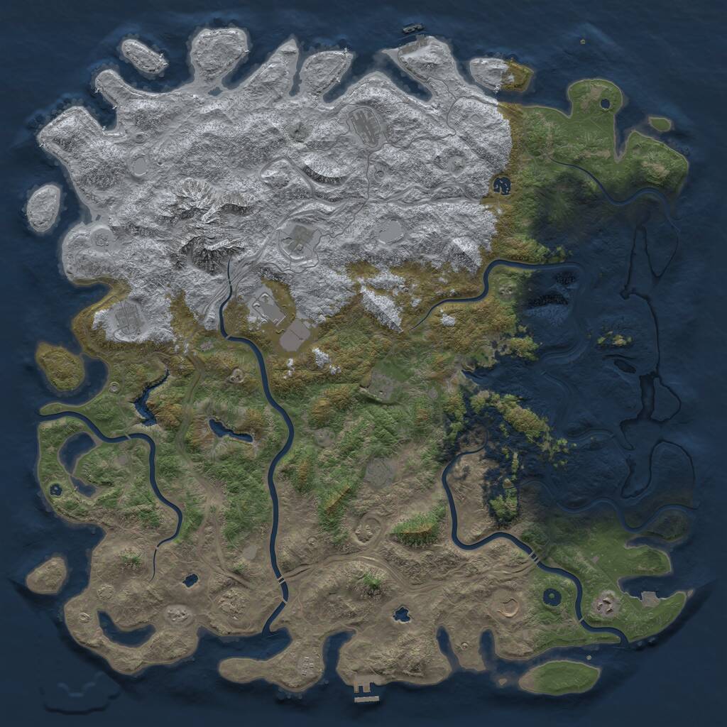 Rust Map: Procedural Map, Size: 6000, Seed: 160573, 17 Monuments