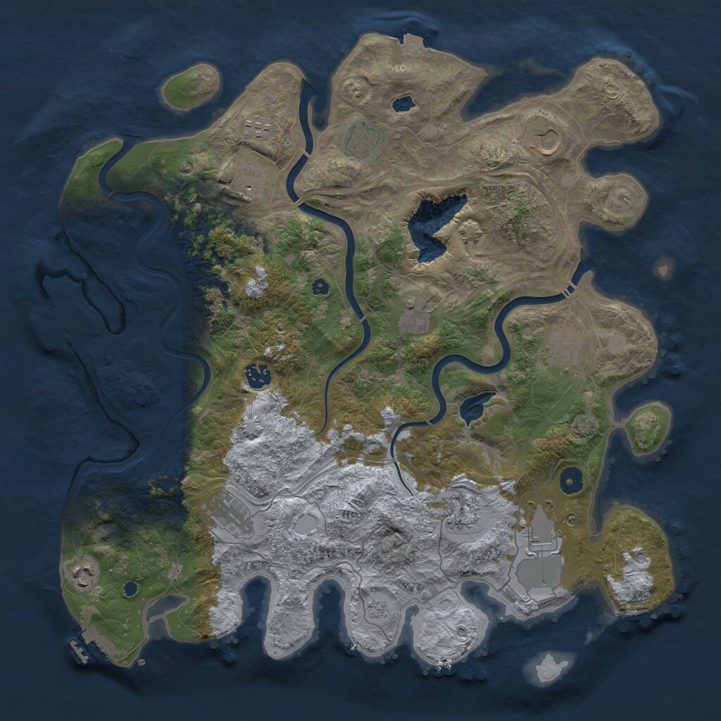 Rust Map: Procedural Map, Size: 4250, Seed: 118033616, 17 Monuments