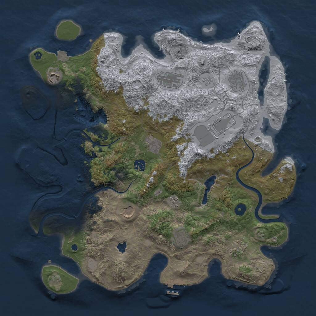 Rust Map: Procedural Map, Size: 4000, Seed: 34455623, 16 Monuments