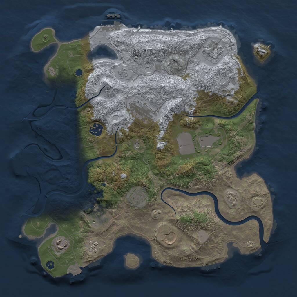 Rust Map: Procedural Map, Size: 3500, Seed: 1685885357, 15 Monuments