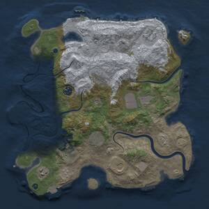 Thumbnail Rust Map: Procedural Map, Size: 3500, Seed: 1685885357, 15 Monuments