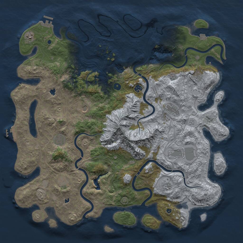 Rust Map: Procedural Map, Size: 5000, Seed: 2054865886, 16 Monuments