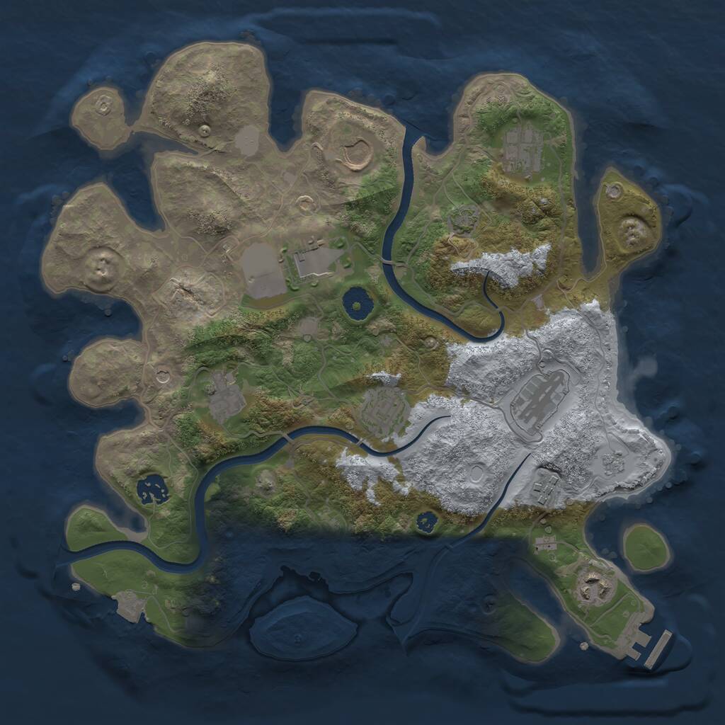 Rust Map: Procedural Map, Size: 3500, Seed: 722992971, 14 Monuments