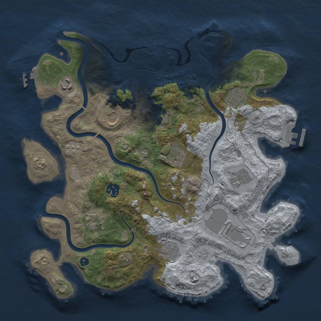 Rust Map: Procedural Map, Size: 3600, Seed: 50003, 16 Monuments