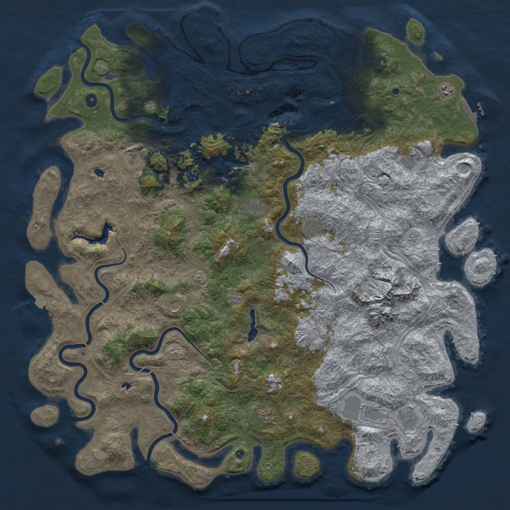 Rust Map: Procedural Map, Size: 6000, Seed: 324453848, 17 Monuments